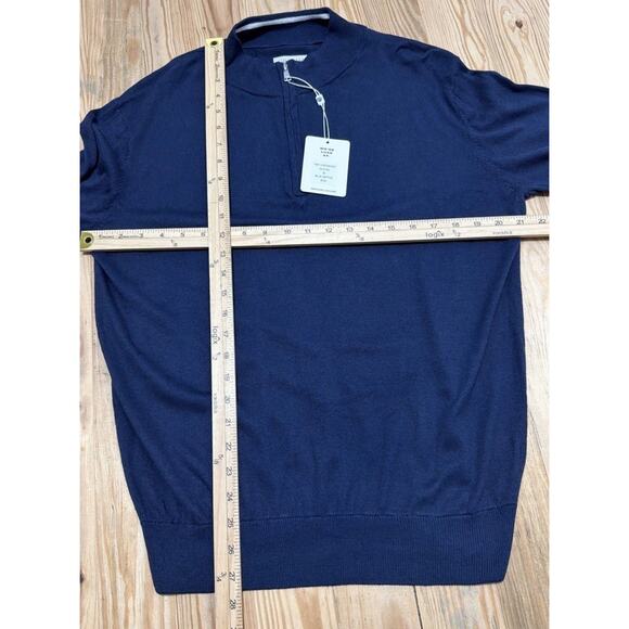 NWT Graham Luxe Silk Blend Blue Depths Blue Quarter Zip Sweater, Size M - Picture 5 of 7